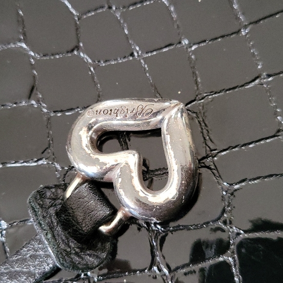 Brighton Black Patent Embossed Croc Sonny Shoulder Bag with Organizer - Picture 5 of 13